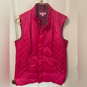 Lilly Pulitzer Quilted Puffer Vest Bright Pink Size M. Great Condition!